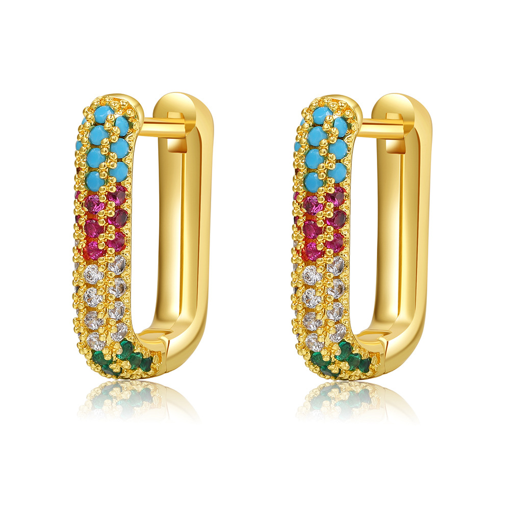 Fashion U Shape Copper Plating Zircon Earrings 1 Pair