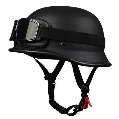 Motosiklet kaskı (dəbilqə) – certified motorcycle retro helmet, motorcycle - matte-black-leather-mirror-m55-56