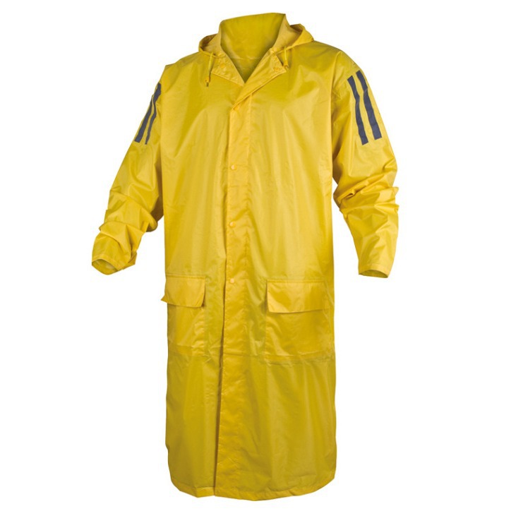 Delta 407007 unido chaqueta de lluvia con recubrimiento de PVC con barra reflectante larga abrigo de trabajo chaqueta de lluvia
