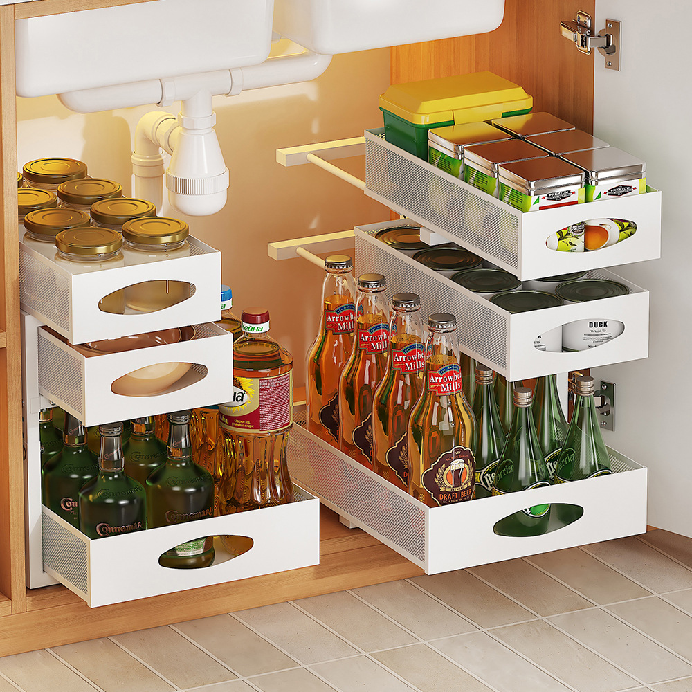 Retractable Storage Box Kitchen Cabinet Cutlery Organizer Drawer...