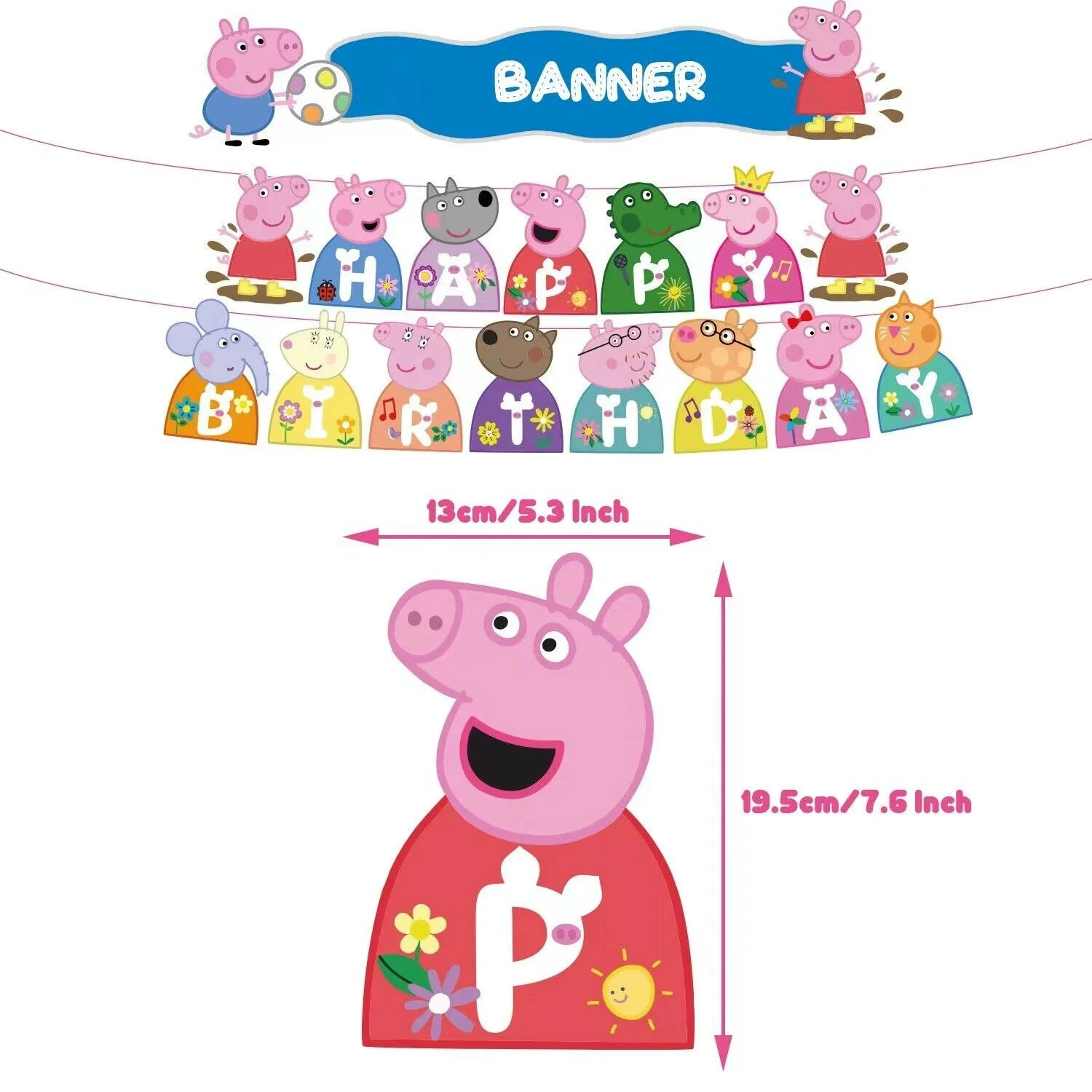 Новые supplies для детского праздника в честь Пеппы Пиг, розовая piggy флаг для торта набор