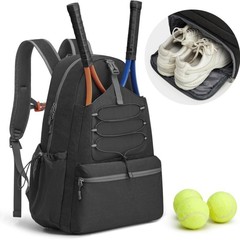 在庫あり 新品 テニスバッグ 男女兼用 テニスバックパック 大型 ピックルボールバッグ ラケット4本収納可能 シューズコンパートメント付き
