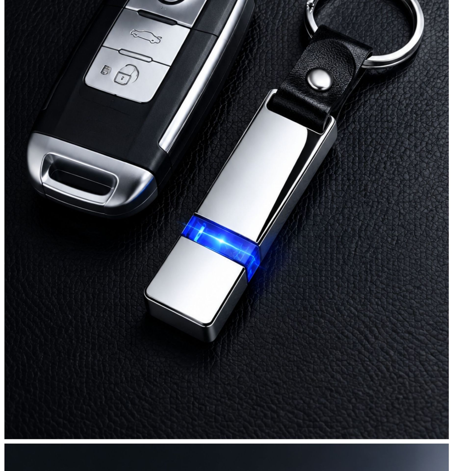 Cross-border creative battery-free car double-sided metal mini keychain USB anti-static wholesale
