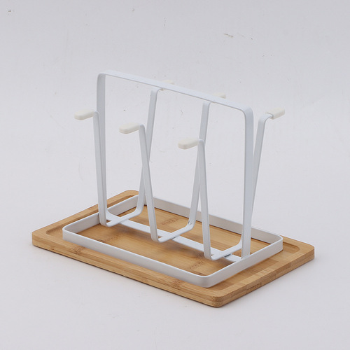 Japanese-style draining cup rack household with tray teacup holder glass mason jar storage stand living room kitchen display rack