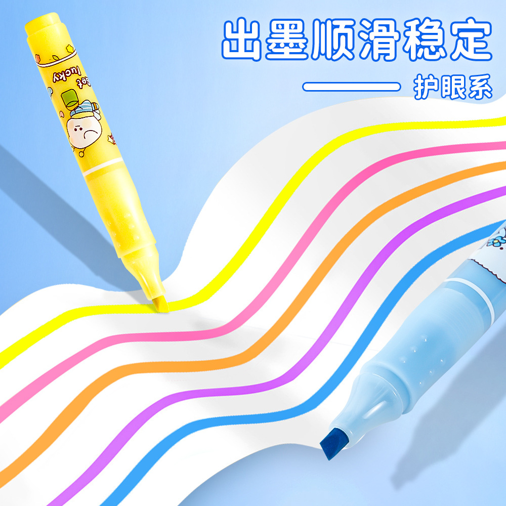 High-value - face puntero de resaltador lindo dibujos animados estudiantes marcador puntero de color set graffiti diy puntero de resaltador puntero