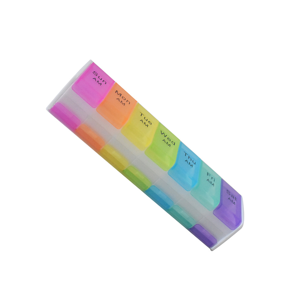 一星期双排药丸盒 十四格一周7天医药盒 塑料14格药盒