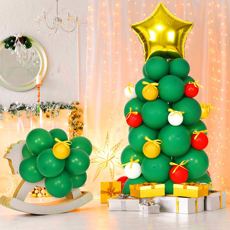 Venta caliente transfronteriza Paquete de globos de látex verde oscuro de Navidad Serie de bosque Venta directa de fábrica de árboles de Navidad Globo_voghion.com