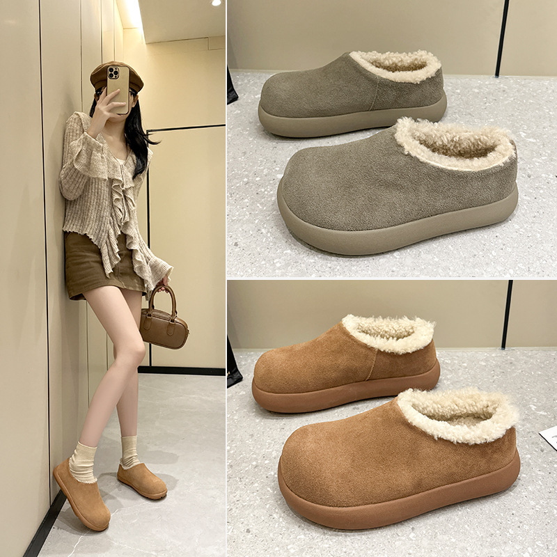 2025 Winter Genuine Leather Mule Closed-Toe Snow Boots Men's Birkenstock Sheepskin Wool Slippers Women's 2025 Winter Genuine Leather Mule Closed-Toe Snow Boots Men's Birkenstock Sheepskin Wool Slippers Women's