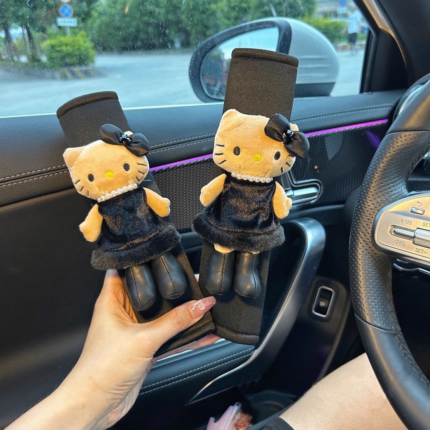 Cartoon Cute Long-Legged Kitty Daughter Lady Car Seat Belt Shoulder Cover Ins Windmill Interior Accessories for Car