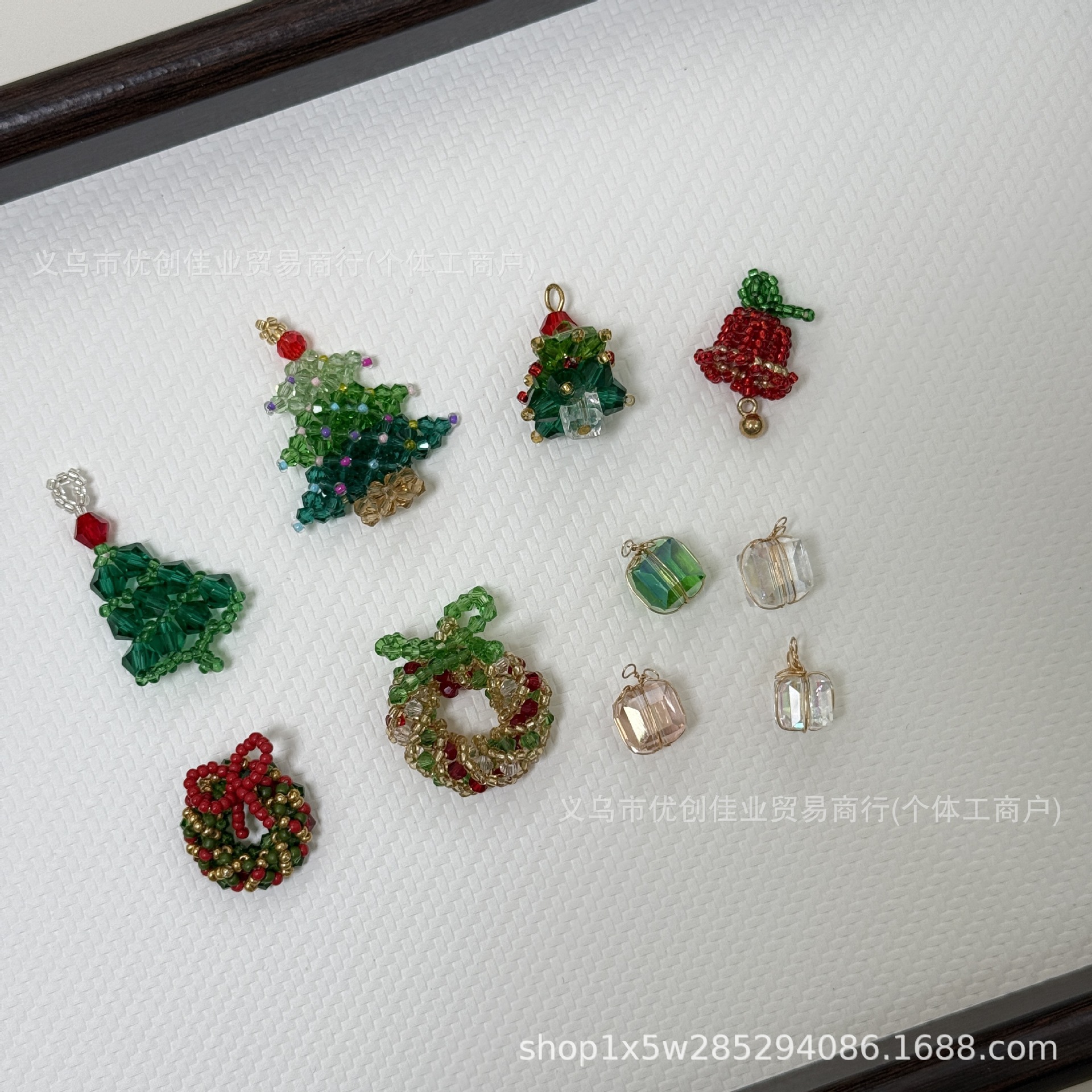 Hand-Woven Christmas Series Stereo Christmas Tree Garland Earrings Hair Accessories Shoe Buckles Accessories Semi-Finished Accessories