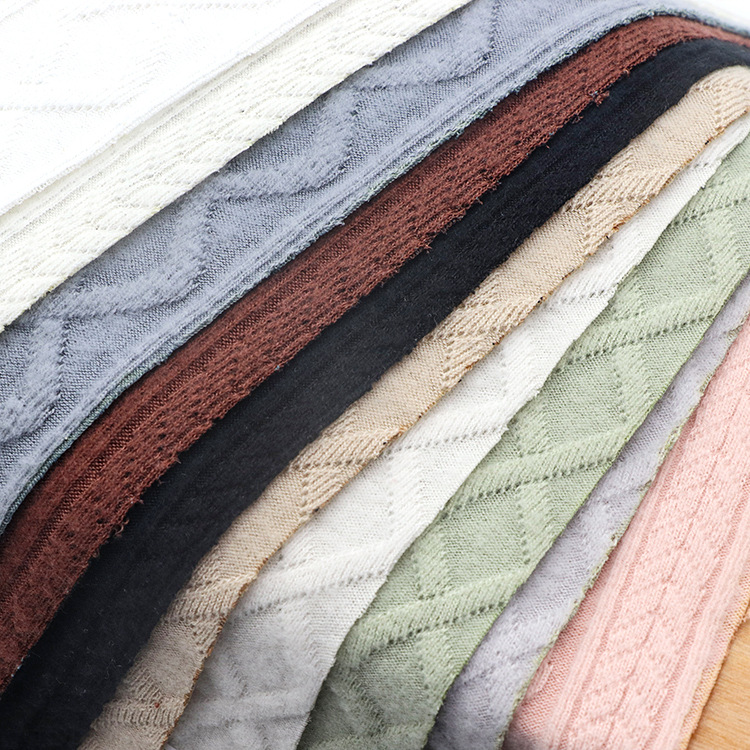 Tejido de poliamonio, tela de diamante jacquard, caída, invierno, cardigan, ropa, tela de falda en stock