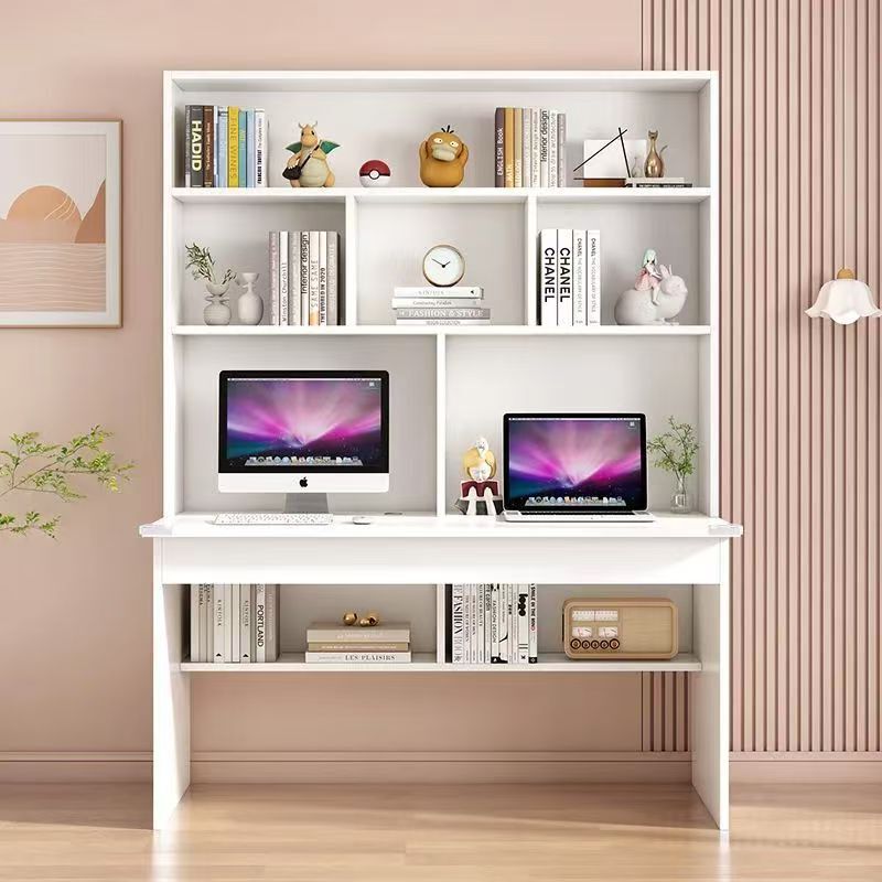 Desk Bookshelf Integrated Bookcase Writing Desk Simple Modern Bedroom Student Study Desk 2026 Home Solid Wood Computer Desk