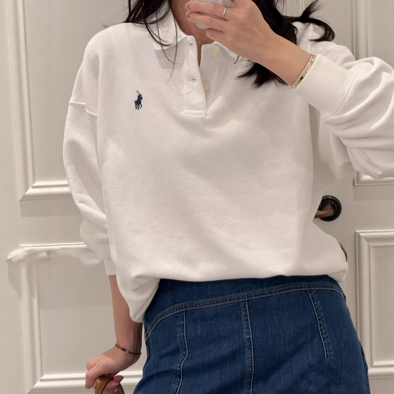 In-Stock Rl Ralph Lauren Two-Button Polo Collar Sweatshirt Pure Original Quality Casual Loose Sweatshirt with a Turn-Down Collar and Long Sleeves Available for Dropshipping
