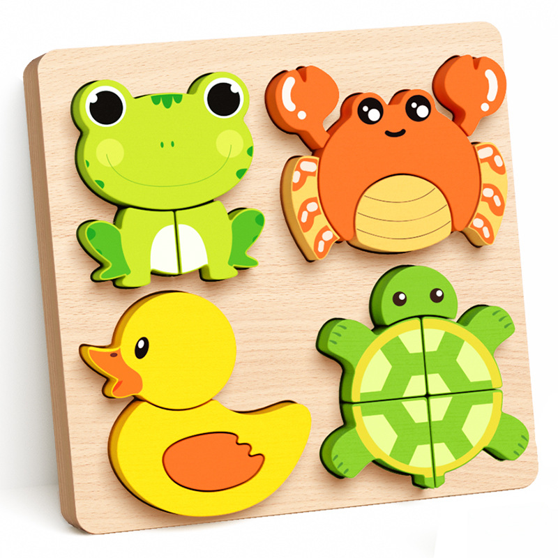 Explosiva rompecabezas para niños 3d juguetes tridimensionales Montessori madera bebé animal bloques de construcción alfabetización 1 a 3 años spot al por mayor