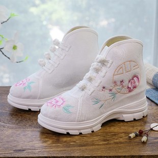 (yaoyun) 2022 Autumn and Winter New Ethnic Style Embroidered Shoes, Ancient Style Han Dynasty Student Shoes, Square Dancer Boots