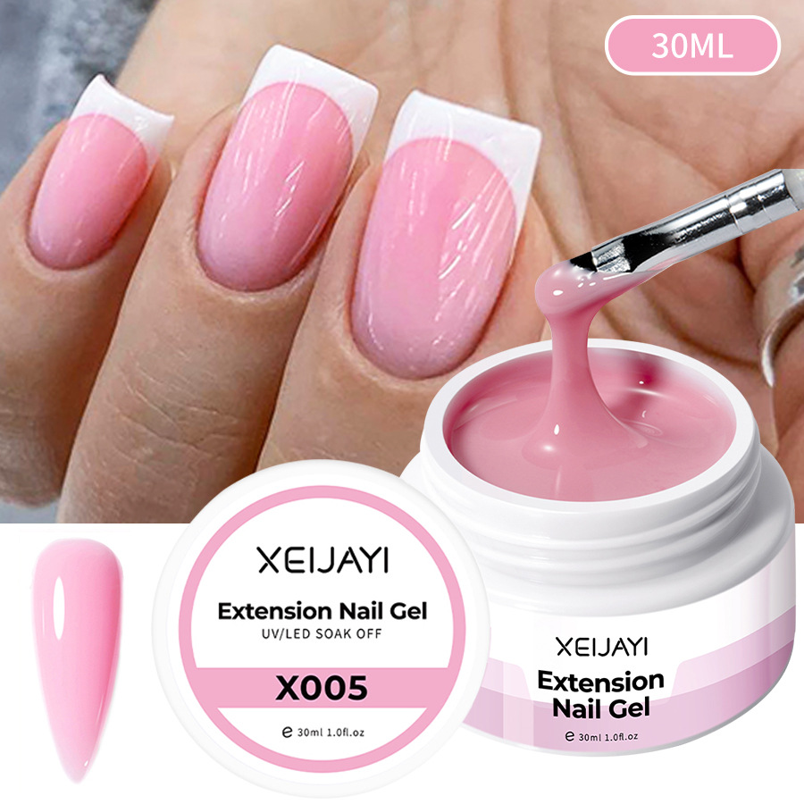 Pegamento de esmalte de uñas al por mayor Poly Gel Crystal pegamento de extensión 30ml pegamento de fototerapia bandeja sin papel Jelly Glue para salón de uñas