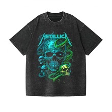 METALLICA摇滚金属乐队vintage印花水洗短袖定制街潮美式复古t恤