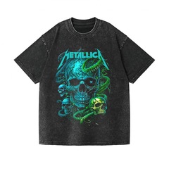 METALLICA摇滚金属乐队vintage印花水洗短袖定制街潮美式复古t恤