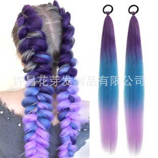 Wig gold silk lady rubber band ponytail wig boxing braid color elastic rope braid ponytail wig hair braid