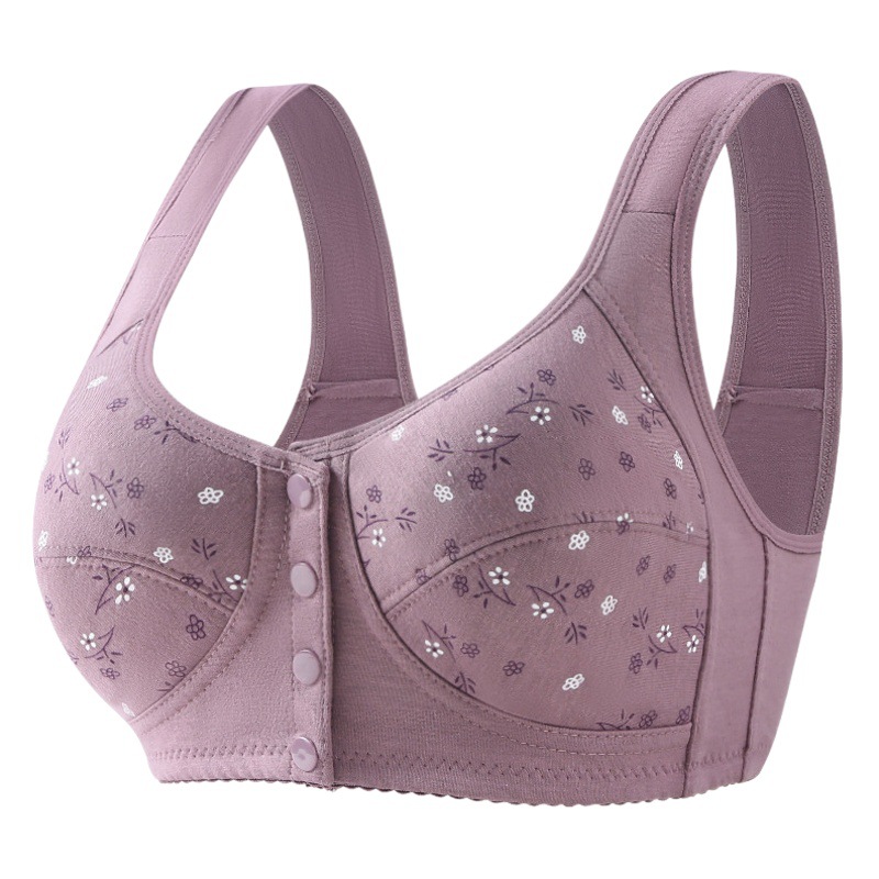 Nuevo impreso hebilla frontal ropa interior de las mujeres Chaleco de algodón suave sujetador de mediana edad y ancianos más el tamaño de la ropa interior inalámbrica mujeres