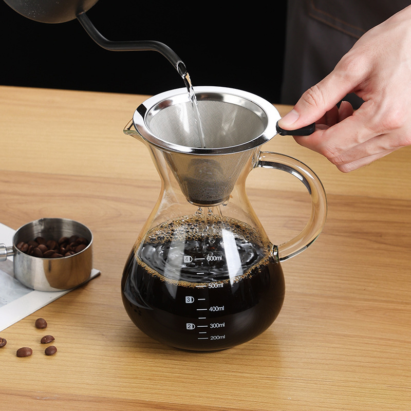 Cross-border coffee sharing pot creative hand drip glass coffee pot household small size coffee appliance suit Cross-border coffee sharing pot creative hand drip glass coffee pot household small size coffee appliance suit