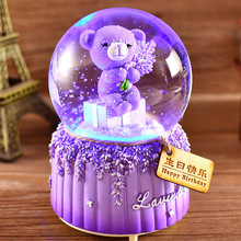 创意树脂自动飘雪水晶球工艺品摆件音乐盒八音盒女生儿童生日礼物