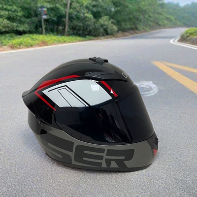 Motosiklet kaskı (dəbilqə) — Vehicle and Motorcycle Riding Safety Helmet - ash-gray-lettering-black-lens-l-head-circumference-57-58-weight-60-65kg
