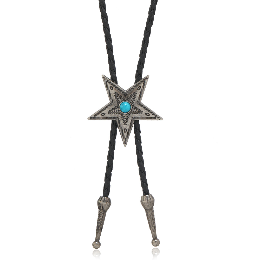 Retro Star Pu Leather Alloy Unisex Bolo Tie Necklaces display picture 2