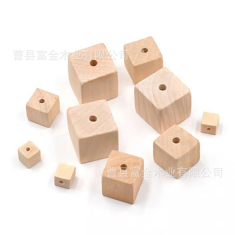 穴開け正方形実木ブロック多規格手作りDIY模型オウム玩具木ブロック小ブロック|undefined
