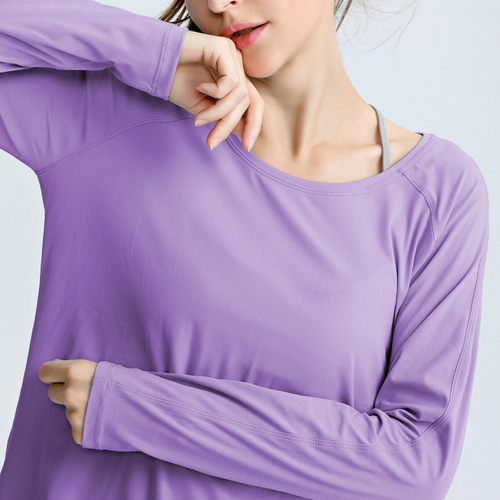 Fitness clothes for women, sports long-sleeved yoga clothes, casual loose, hollow, breathable, sports fitness long-sleeved T-shirts for women
