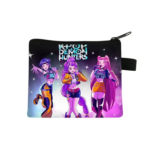 K-Pop Demon Hunter Girls' Group Short Polyester Wallet Simple Design Anime Print Wallet Coin Card Holder Portable