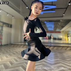 ネットの赤い新型のラテンダンスの練習服の女の子の高級なダンスの服の専門の子供のラテンダンスの服装の秋冬の長袖