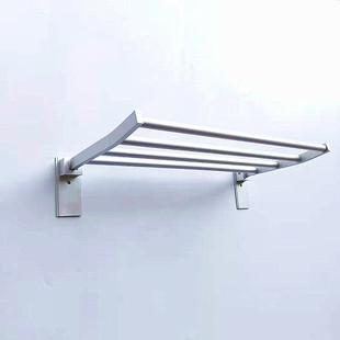 No-Drill Space Aluminum Bathroom Folding Towel Rack Single-Layer Adjustable Multi-Rod Towel Hanger Simple Bath Towel Rack