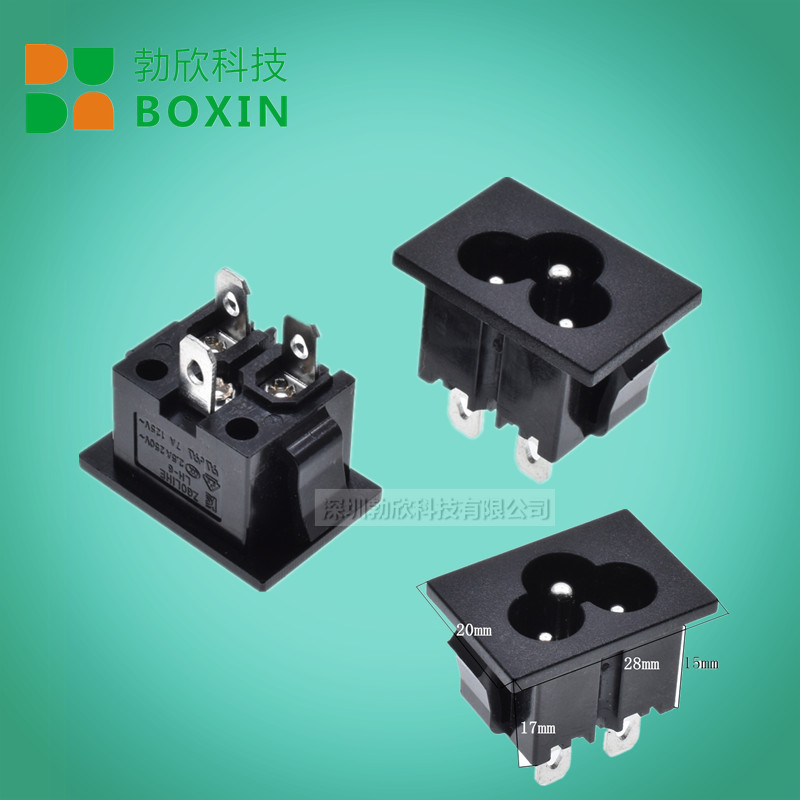 PSE米老鼠电源插座 梅花形AC插座米老鼠笔记本C6电源插座大脚接线