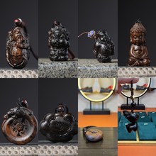 国潮文艺仿沉香木雕刻件蝴蝶 平安锁DIY文玩精美包包链手机吊坠礼