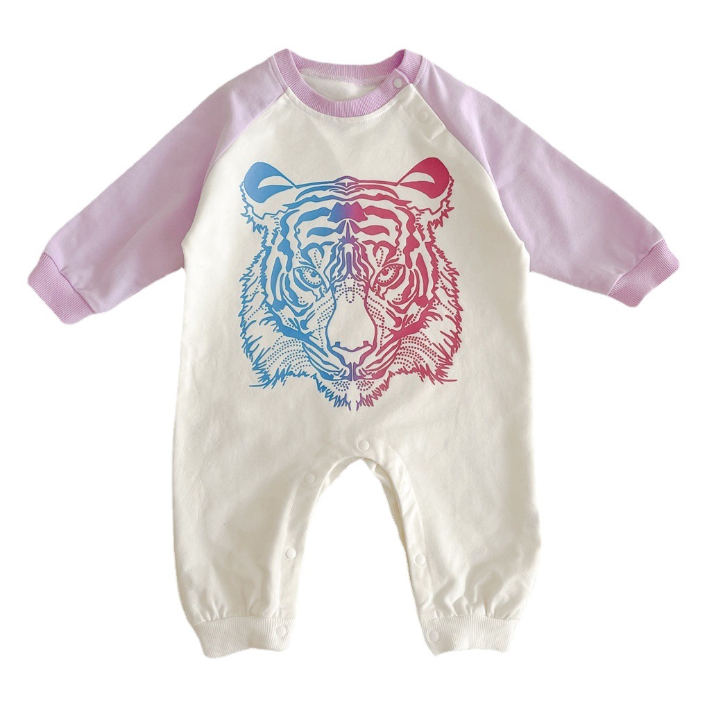 El mono de manga larga de las muchachas de moda del bebé de la primavera 2022 Año del tigre auspicioso mameluco festivo del bebé