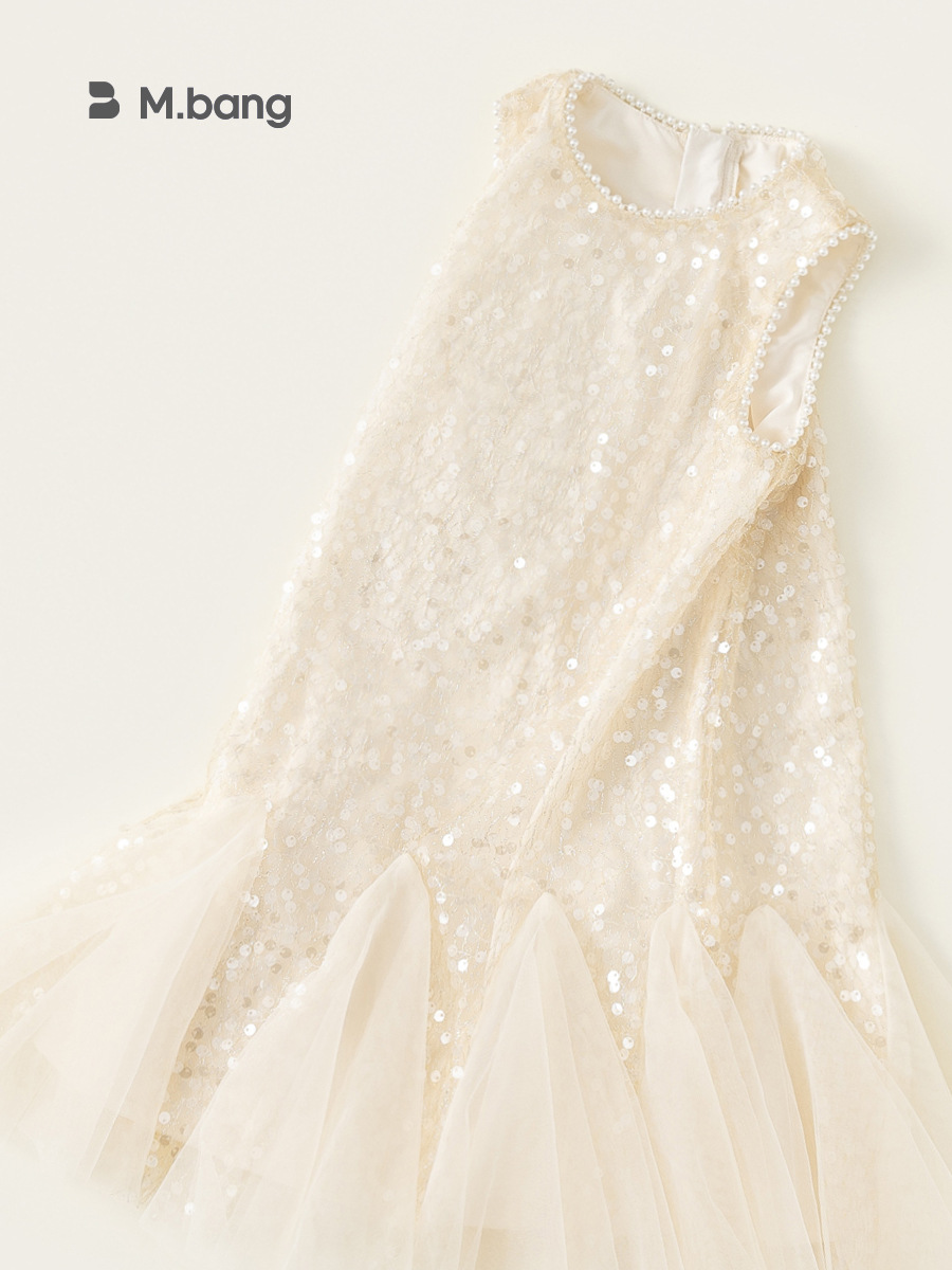 Youbao ropa para niños niñas vestido de costura de malla con lentejuelas verano nuevo vestido de princesa para niña falda de chaleco para niños