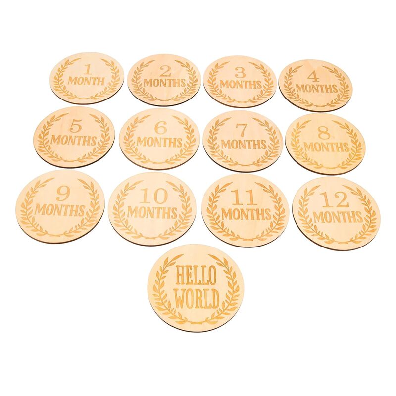 Source Factory Wooden Natural Wood Material Milestone Month Cards Baby Announcement Pregnancy Journey Marker Photo