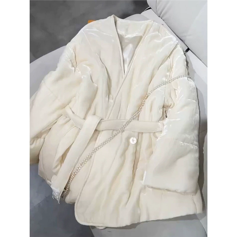 2857 Новый китайский стиль в стиле премиум-класса супер красивые хлопчатобумажные белые бархатные хлопчатобумажные куртки женские новые
