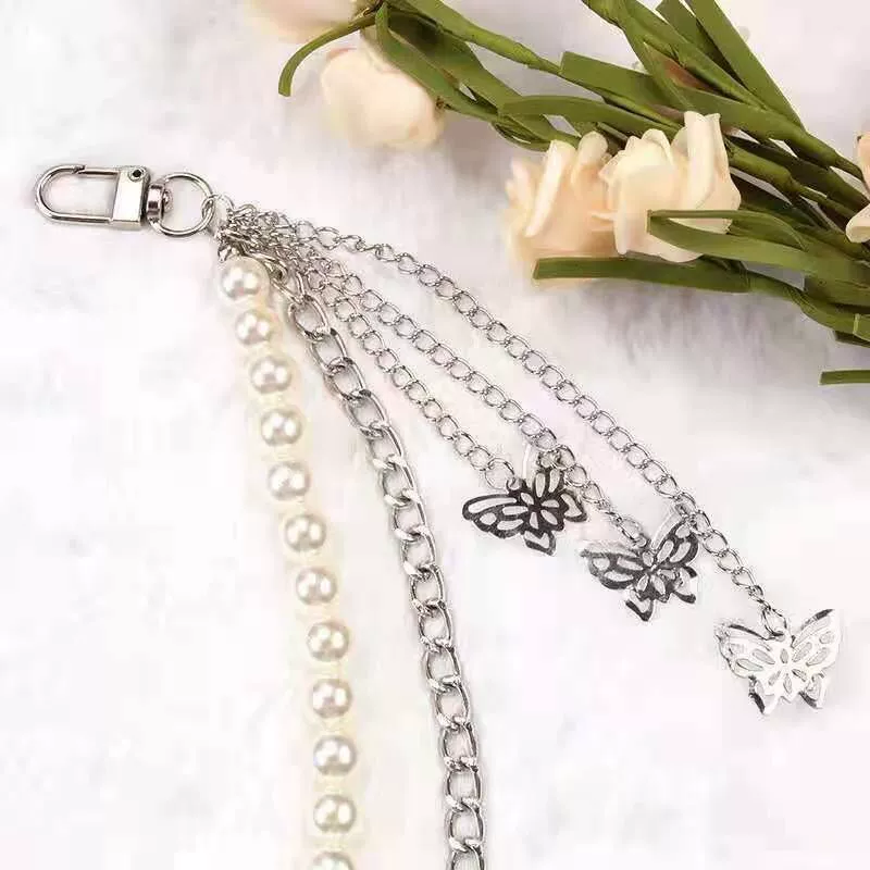 Retro accessory, chain from pearl, pendant with tassels, European style, punk style, simple and elegant design, wholesale