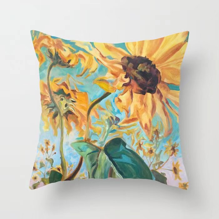 Girasol amarillo girasol funda de almohada Nordic casa estilo melocotón piel sofá del coche cojín cubierta image 7
