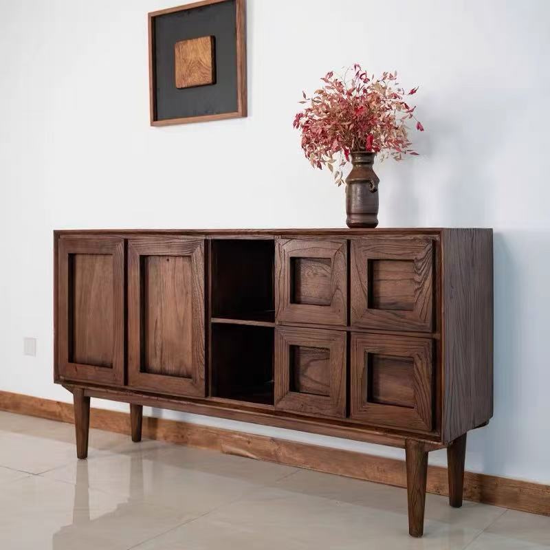 Wabi-Sabi Style Entrance Cabinet, Retro Drawer, Restaurant Side Cabinet, Double Door Tea Cabinet, B&B Solid Wood Living Room Storage Cabinet
