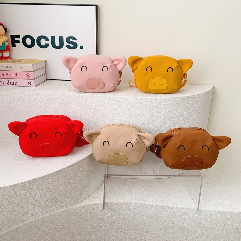 Bolsa infantil de comercio exterior dibujos animados lindo cerdo cerdo hombre y mujer bolso de hombro pequeño ligero para viajes de padres e hijos mochila