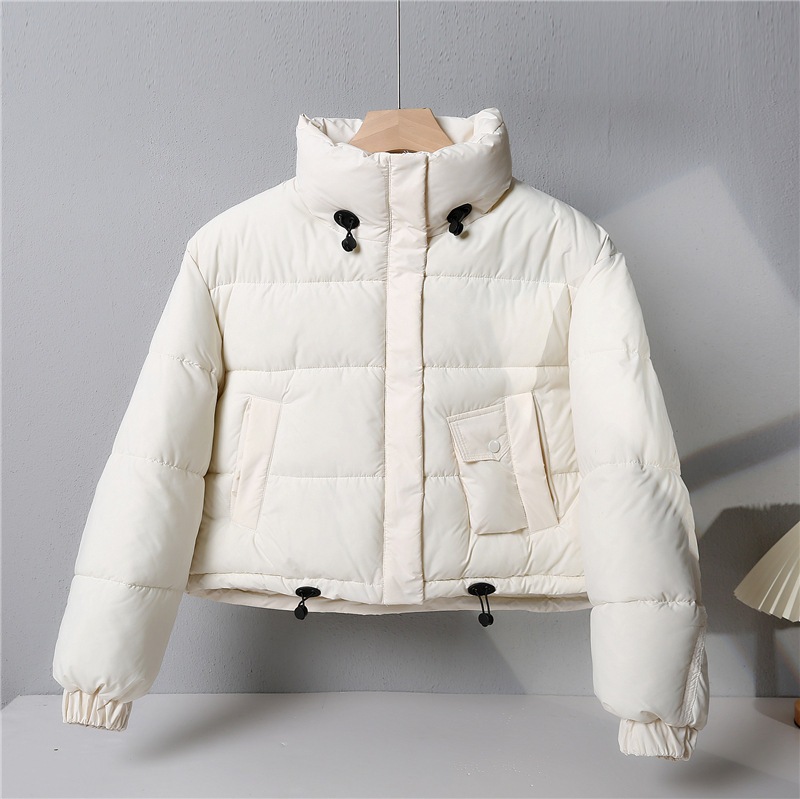 América corta pluma de algodón mujer invierno 2024 nueva moda coreana engrosada chaqueta de algodón chaqueta de pan pequeño