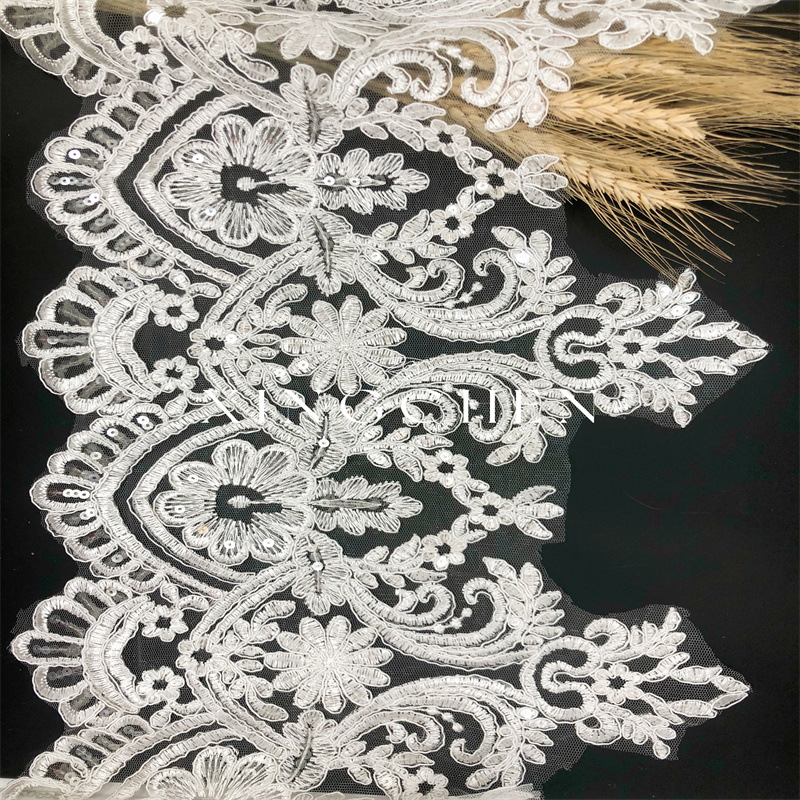 本白车骨蕾丝睫毛花边辅料 婚纱头饰手工DIY服装贴花贴片布料宽
