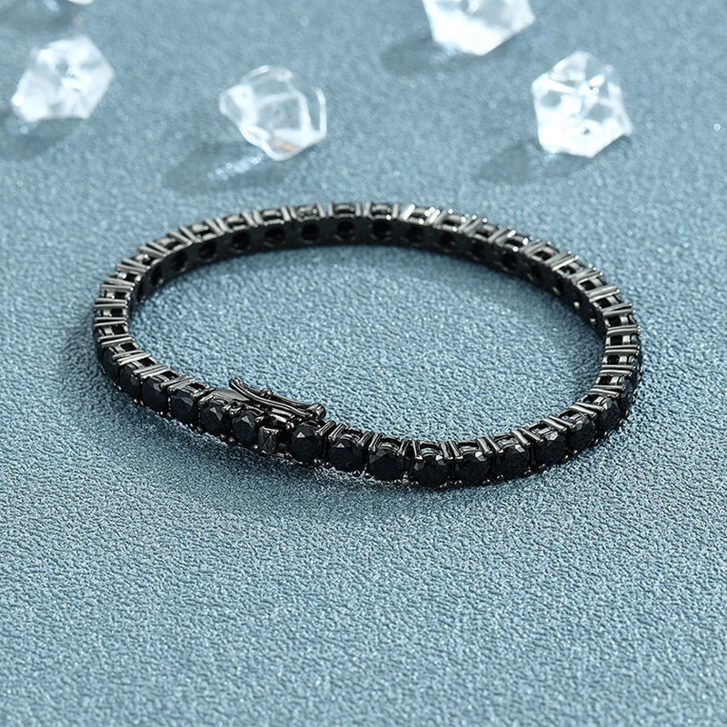Pure Black Moissanite Bracelet, 925 Sterling Silver, Stylish Design for Men, Hip-Hop Trendy, Simple and Elegant, Handmade Cross-Border Jewelry Pure Black Moissanite Bracelet, 925 Sterling Silver, Stylish Design for Men, Hip-Hop Trendy, Simple and Elegant, Handmade Cross-Border Jewelry