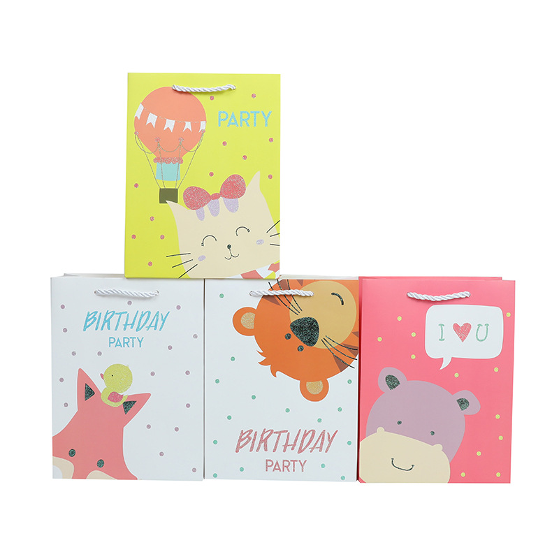 新款卡通印刷手提袋白卡纸袋长方形现货礼品袋