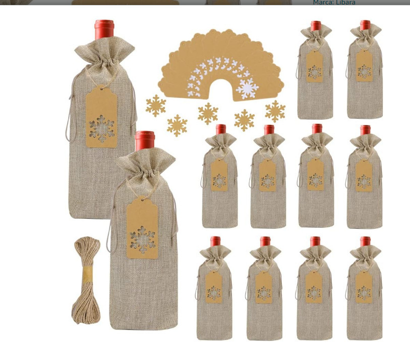 12 unidades de cáñamo 12 colores de piel de vaca etiqueta de copo de nieve 10 metros cuerda de cáñamo; 15*35cm