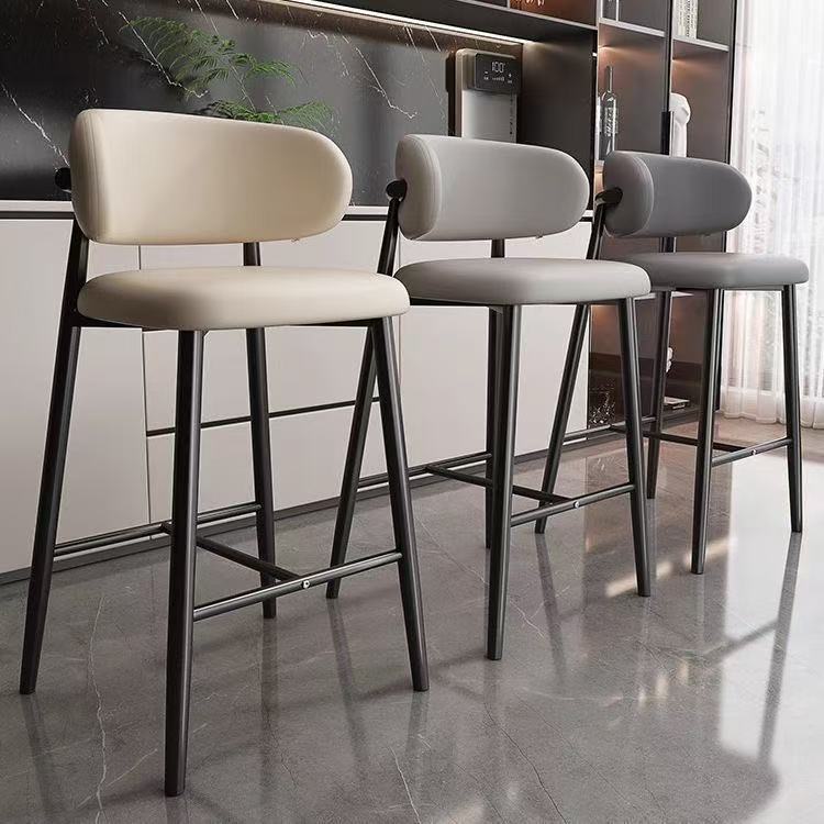 Bar Chair with Simple Imitation Wood Legs Design, Nordic Light Luxury Fabric Bar Chair, High-Legged Chair with Backrest for Living Room and Dining Room