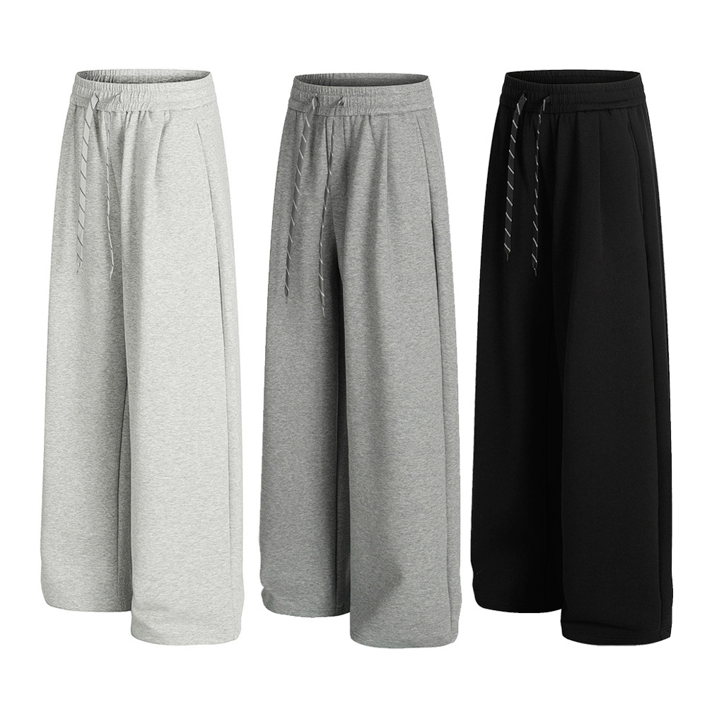 男士卫衣vibe欧美潮牌简约纯色宽松百搭阔腿直筒裤子运动休闲长裤